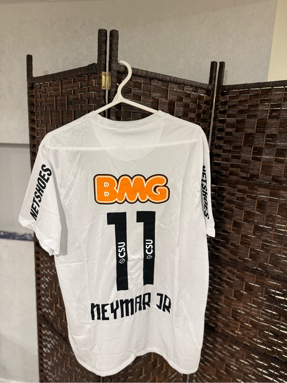 Neymar Jr #11 Retro Santos Soccer Jersey with BMG Logo